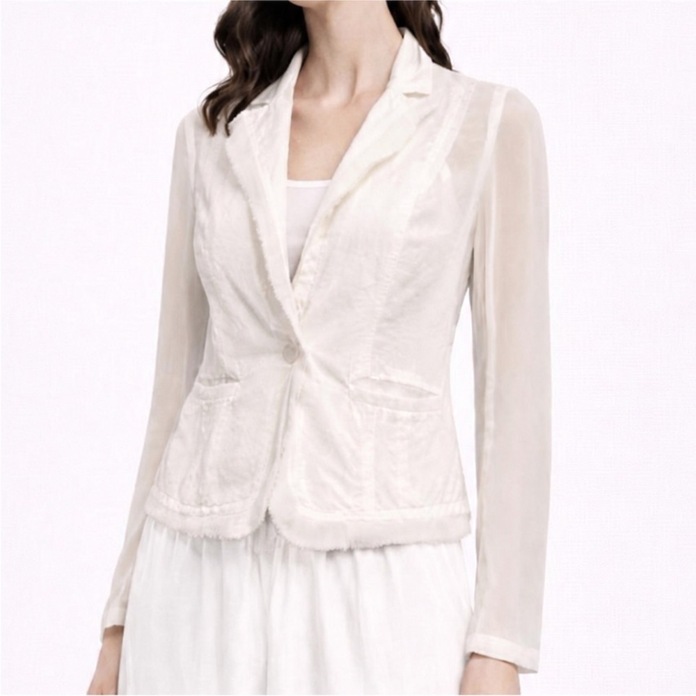 Miilla Linen Blazer with sheer black and sleeves